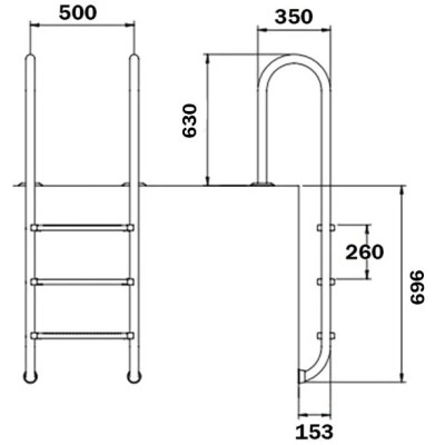 Лестницы - Лестница для бассейна Flexinox Muro (2 ступени), AISI-316L - 1