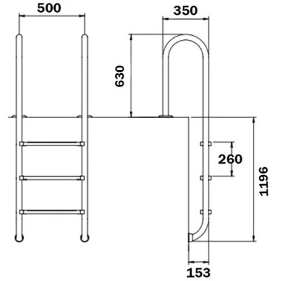 Лестницы - Лестница для бассейна Flexinox Muro (4 ступени), AISI-316L - 1