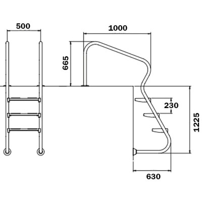 Лестницы - Лестница для бассейна Flexinox Easy Access Electropolished (4 ступени), AISI-316L - 1