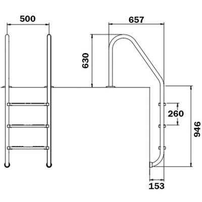 Лестницы - Лестница для бассейна Flexinox Standard (3 ступени), AISI-316L - 1