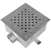 Злив донний Aquaviva 200*200мм, бетон/лайнер, нар.2", AISI-304