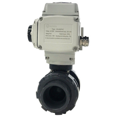 Запорная Арматура ПВХ - Кран шаровый Aquaviva с электроприводом PTFE/EPDM On-off type d75 AC220V - 2
