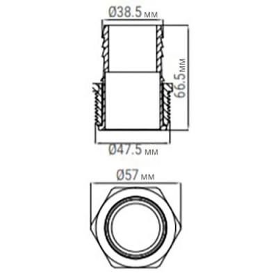 Фітинги ПВХ - З'єднувач шлангу Emaux Barbed 38mm to 1-1/2" Male threaded (with nut) - 1