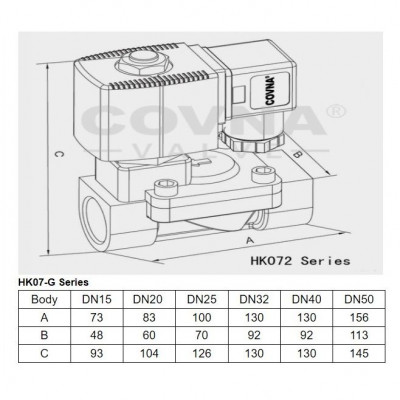 Запорная Арматура ПВХ - Клапан соленоидный Aquaviva 2W31 Латунь, DN15-1/2 120℃ d20 AC220V - 1