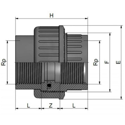 Фитинги ПВХ - Муфта разборная ВР-ВР 1"1/2" EFFAST, Италия - 1