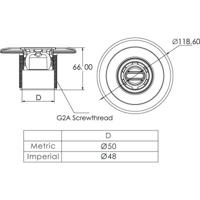 Форсунки - Форсунка стеновая Emaux EM4411 бетон 50mm/2" (сопло "овал") (88094512) - 1