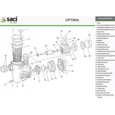 Насос Optima 33M, 220B, 8 м3/ч, 0,25 кВт, 50 мм/1,5" - 4 Насосы - Насос Optima 33M, 220B, 8 м3/ч, 0,25 кВт, 50 мм/1,5" - 4