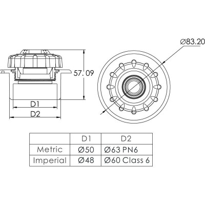 Форсунки - Форсунка стінова Emaux EM4409E бетон 50mm/63mm (88094312) - 2
