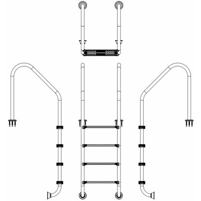 Лестница Emaux Standard SLF415-SR (4 ступени) - 2 Лестницы - Лестница Emaux Standard SLF415-SR (4 ступени) - 2