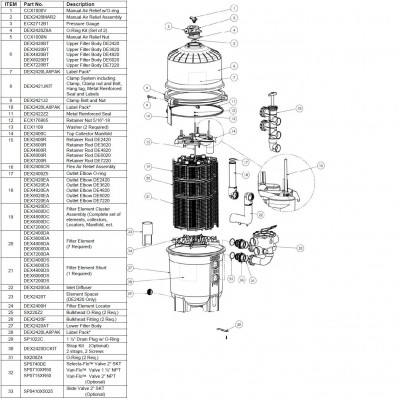 Фильтры - Фильтр диатомитовый Hayward ProGrid (27m3/ч, 63мм, бок) - 8