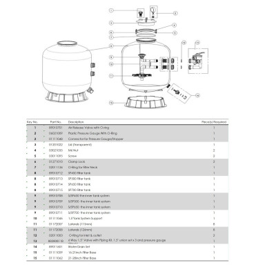 Фильтры - Фильтр Emaux SP700 (19.2м3/ч, 703мм, 210кг, бок) - 2