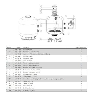 Фільтри - Фільтр Emaux S800 (24.1м3/год, 820мм, 355кг, бік) - 2