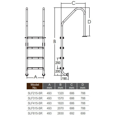 Сходи - Сходи Emaux Standard SLF515-SR (5 ступенів) - 1