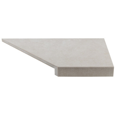 Керамограніт - Кутовий Г-подібний елемент бортової плитки Aquaviva Montagna Light Gray, 595x345x50(20) мм (правий/45°)