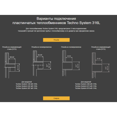 Теплообменники - Теплообменник пластинчатый Techno System AISI-316L 446 кВт - 5